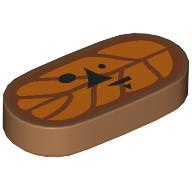 Lego Tile Round 1 x 2 with Orange Leaf, Face Print (Korok)