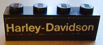 Lego Brick 1 x 4 with 'Harley-Davidson' Pattern (Sticker) - Set 394