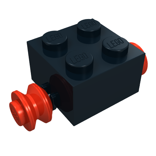 Lego Brick Special 2 x 2 [Red Wheels for Single Tyre] / Black