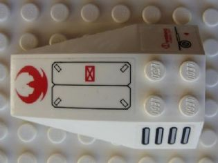 Lego Wedge 6 x 4 Triple Curved with Red Crescent, Vent and 'WARNING' Pattern (Stickers) - Set 7713 / White