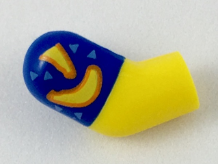 Lego Arm, Right with Molded Blue Short Sleeve and Printed Bananas and Bright Light Blue Triangles Pattern / Yellow