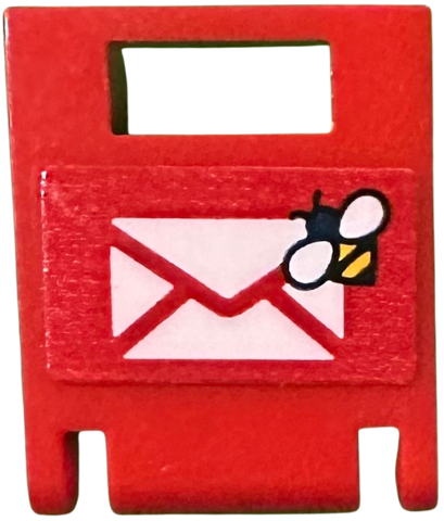 Lego Container, Box 2 x 2 x 2 Door with Slot with White Envelope and Bright Light Orange Bee Pattern (Sticker) - Set 41735