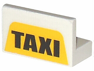 Lego Panel 1 x 2 x 1 with 'TAXI' on Yellow Pattern (Sticker) - Set 4852 / White