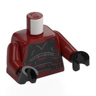 Lego Torso, Black Chest Armor, Straps/Arms Print, Dark Red Arms, Black Hands / Dark Red