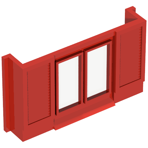 Lego Window 1 x 6 x 3 Shuttered with Glass for Slotted Bricks / Red