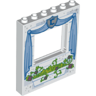 Lego Panel 1 x 6 x 6 with Window with Flowers and Blue Curtains Print