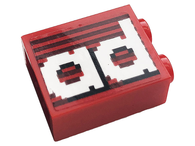 Lego Brick 1 x 2 x 2 with Inside Stud Holder with Gray Stripes and White 'ad' Pattern (Sticker) - Set 10272 / Red