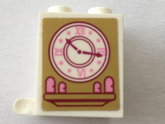 Lego Container, Box 2 x 2 x 2 with Vintage Clock Pattern (Sticker) - Set 41068