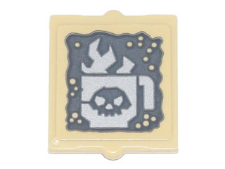 Lego Glass for Window 1 x 2 x 2 Flat Front with Coffee Cup with Skull and Steam Pattern (Sticker) - Set 70840