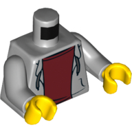 Lego Torso Hoodie, Open over Dark Red Undershirt Print, Light Bluish Gray Arms, Yellow Hands / Light Bluish Gray