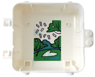 Lego Container, Box 3 x 8 x 6 2/3 Half Back with Trees, Confetti and Heart Shaped Pond Pattern (Sticker) - Set 41663 / White