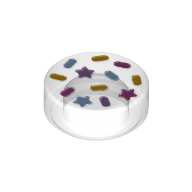 Lego Tile Round 1 x 1 with Dark Pink, Lavender, Bright Orange, Bright Light Blue Sprinkles and Stars Print