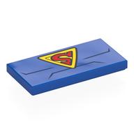 Lego Tile 2 x 4 with Chest, Yellow S on Yellow Triangle (Superman Logo) Print / Blue
