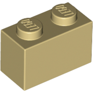 Lego Brick 1 x 2 with Minecraft Steve Face Print / Tan