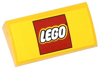 Lego Slope, Curved 2 x 4 x 2/3 with Bottom Tubes with Lego Logo Pattern (Sticker) - Set 60050 / Yellow