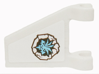 Lego Flag 2 x 2 Trapezoid with Flat Edge with Black and Bright Light Blue Ninjago Ice Tiger Head Symbol Pattern Model Left Side (Sticker) - Set 70724 / White