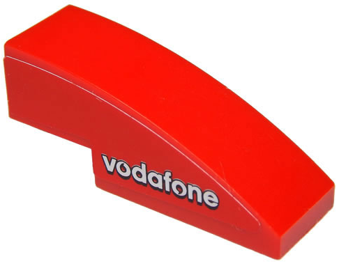 Lego Slope, Curved 3 x 1 with Vodafone Logo Pattern Model Right Side (Sticker) - Set 8142-1 / Red