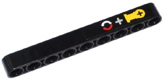 Lego Technic, Liftarm Thick 1 x 9 with Red and White Arrows, Gray Cross and Yellow Technic Axle Connector Pattern (Sticker) - Set 42024