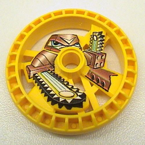 Lego Technic Disc 5 x 5 Notched, Chain-Saw Print / Yellow