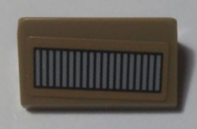 Lego Slope 30 1 x 2 x 2/3 with Black and Silver Grille Pattern (Sticker) - Set 75059 / Dark Tan