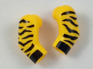 Lego Arm, (Matching Left and Right) Pair with Black Animal Stripes and Cuffs Pattern / Bright Light Orange