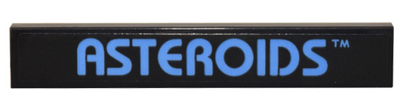 Lego Tile 1 x 6 with Medium Blue 'ASTEROIDS' Pattern (Sticker) - Set 10306