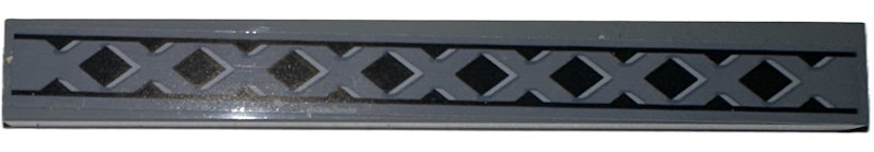 Lego Tile 1 x 8 with X-Shaped Lattice Border with Black Lines, Diamonds and Triangles Pattern (Sticker) - Set 77015