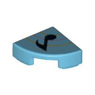 Lego Tile Round 1 x 1 Quarter with Single Black Music Note, Blue Lines Print / Medium Azure