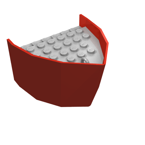 Lego Boat Hull Section, Bow 6 x 8 x 3 1/3 with Light Gray Deck / Red