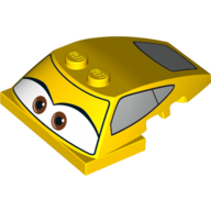 Lego Brick Wedged, Curved 5 x 4 x 1 1/3 with 2 x 4 Base with Eyes Print (Cruz Ramirez) / Yellow