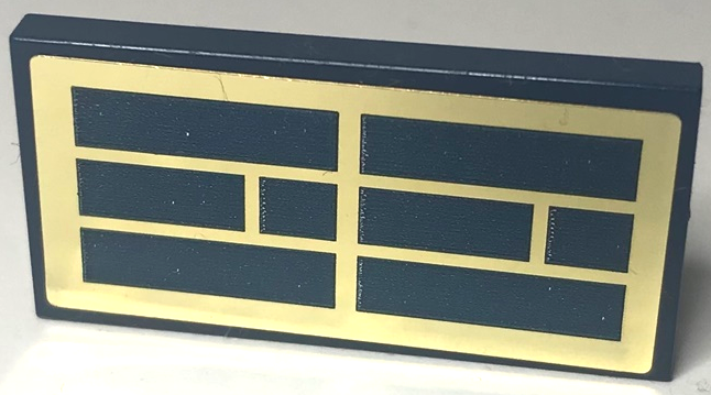 Lego Tile 2 x 4 with Gold Solar Panel Pattern (Sticker) - Set 60350 / Dark Blue