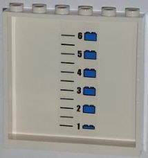 Lego Panel 1 x 6 x 5 with Numbered Height Chart and Lego Bricks Pattern on Inside (Sticker) - Set 7498