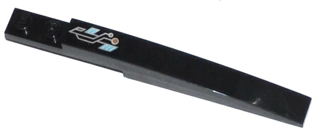 Lego Slope, Curved 10 x 1 with Dark Tan, Medium Azure, and Silver Circuitry Pattern Model Right (Sticker) - Set 70162 / Black