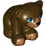 Lego Animal, Bear, Small with Hole in Top and Blue Eyes Print