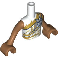 Lego Minidoll Torso Girl with Top with Gold Strap and Filigree, Silver Star Print, Medium Nougat Arms and Hands Print / White