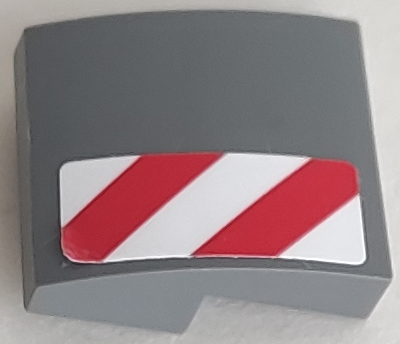 Lego Slope, Curved 2 x 2 x 2/3 with Red and White Danger Stripes Pattern Model Right Side (Sticker) - Set 60073