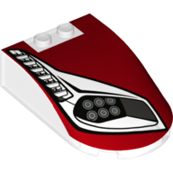 Lego Windscreen 6 x 4 x 1 Curved with Headlights, Grill, Red Bodywork Print