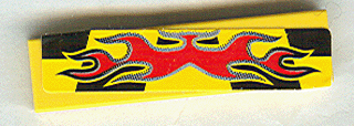 Lego Tile 1 x 4 with Red Flames on Black and Yellow Pattern (Sticker) - Set 8644
