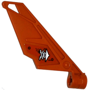 Lego Bionicle Wing Small / Tail with Axle Hole with Ninja Skull with Crossed Swords and 2 Bolts Pattern on Right Side (Sticker) - Set 70604