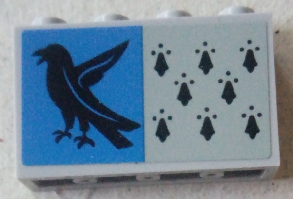 Lego Panel 1 x 4 x 2 with Side Supports - Hollow Studs with 8 Black Spires and Eagle on Blue Background Pattern (Sticker) - Set 75956