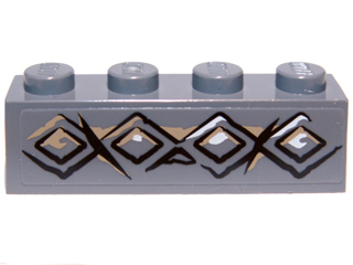 Lego Brick 1 x 4 with Diamond Bricks and Cracks Pattern (Sticker) - Set 9473 / Dark Bluish Gray