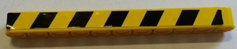 Lego Technic, Liftarm Thick 1 x 11 with Black and Yellow Danger Stripes Pattern Model Left Side (Sticker) - Set 8258 / Yellow