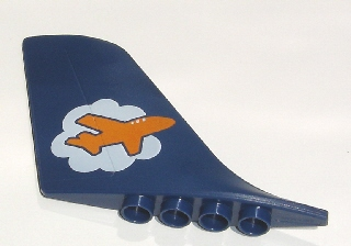 Lego Duplo Airplane Large Tail Fin 1 x 9 x 5 with Orange Airplane on White Cloud Print
