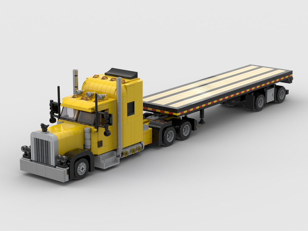 Lego American truck 222_with flatbed-trailer