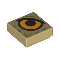 Lego Tile 1 x 1 with Bright Light Orange Eye, Dark Tan Feathers Print