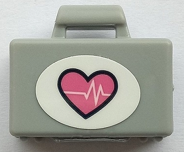 Lego Minifigure, Utensil Briefcase with Dark Pink Heart Beat Pattern (Sticker) - Set 41430 / Light Bluish Gray