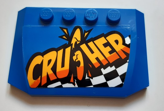 Lego Wedge 4 x 6 x 2/3 Triple Curved with 'CRUSHER' Pattern (Sticker) - Set 60180