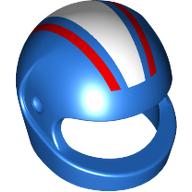 Lego Helmet, Standard with White/Red Stripes Print / Blue