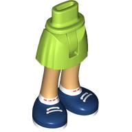 Lego Minidoll Hips and Short Skirt with Warm Tan Legs, White/Dark Blue Shoes Print / Lime