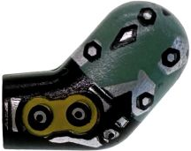 Lego Arm, Left with Silver Armor Plates and Bolts, Sand Green Panel and Yellow Buckle Pattern / Black